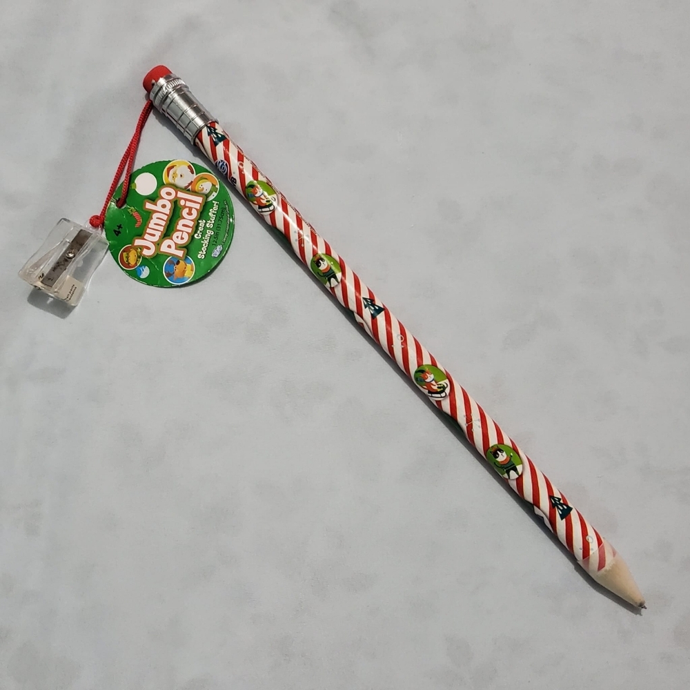 Vintage Christmas Jumbo Pencil With Sharpener. NWT